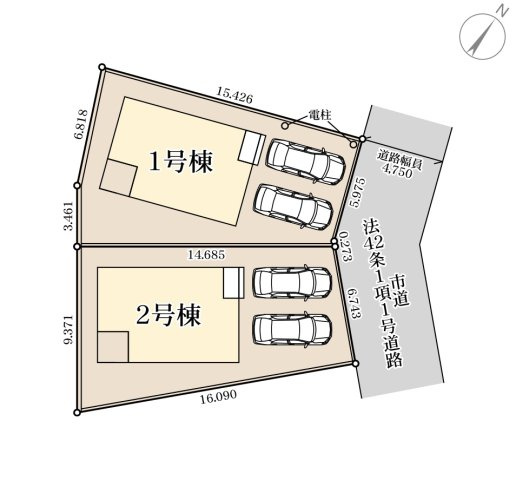 福岡市東区高美台2丁目第7-2棟（2号棟）の区画図|配置図（2号棟）