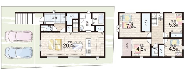■神戸市北区ひよどり台　新築一戸建ての間取り|2号地