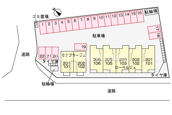 舞鶴市字中田のアパートの区画図