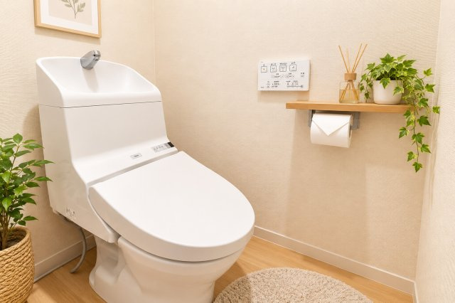 グリーンパーク花畑Ⅱルヴァンのトイレ|【CGホームステージング加工画像】清潔感のあるトイレ空間。毎日気持ちよく使える仕様です。