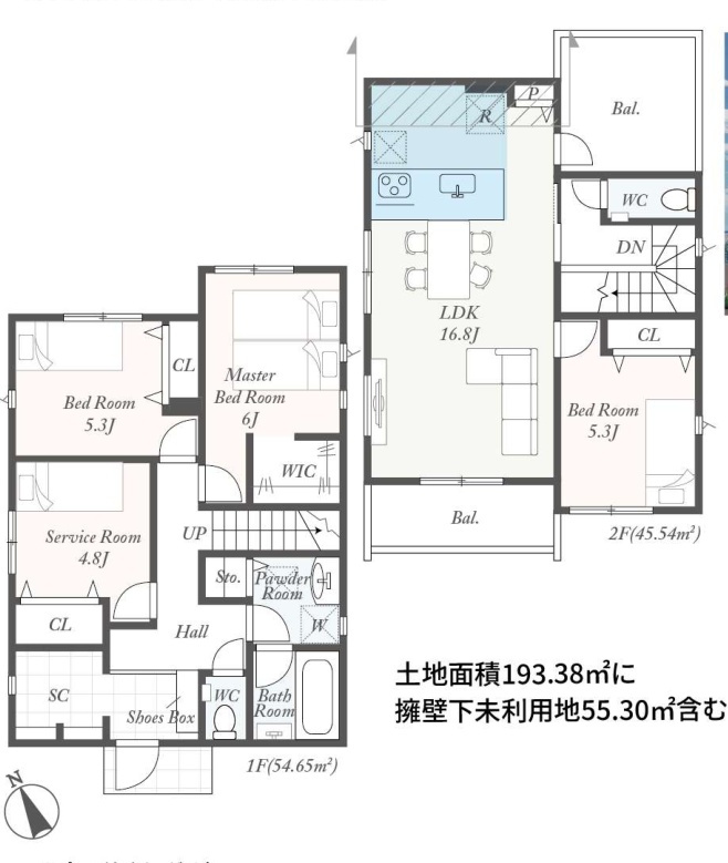 泉区上飯田町 新築戸建 4998万円の間取り