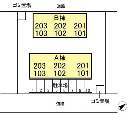 フラット松飛台　ＡＢの区画図
