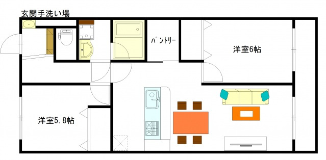 ALIVE牛田の間取り|2LDK・58.5㎡（他階同タイプ）