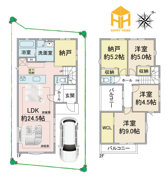 KEIAI GRACE上ケ原六番町新築一戸建て│3SLDK+駐車1台可の間取り|※現況と図面が異なる場合現況を優先いたします。