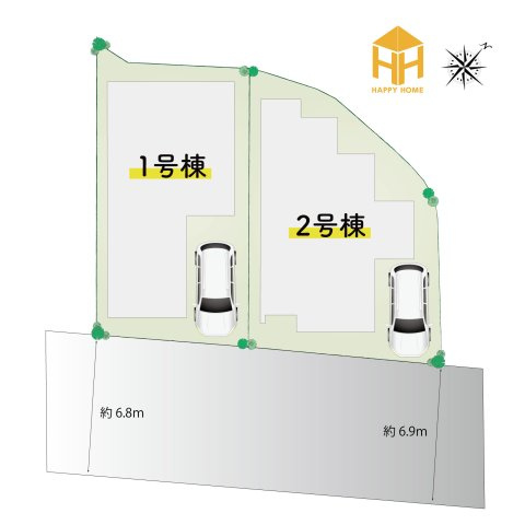 KEIAI GRACE上ケ原六番町新築一戸建て│4LDK+駐車1台可の区画図|全4区画の分譲地です。