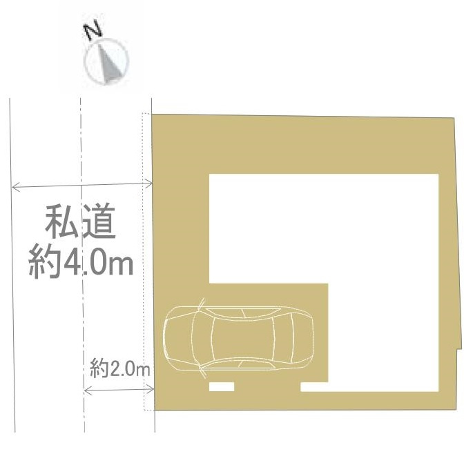 北区栄町 限定1棟の区画図|土地面積66.29㎡ 前面道路南西側約4.0ｍ道路に面する限定1棟