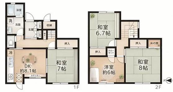 神戸市西区狩場台4丁目　中古戸建の間取り