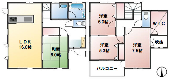 秦野市東田原　中古戸建の間取り