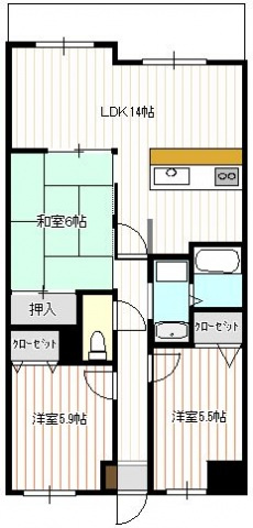 PHALEXの間取り|3LDK・66.4㎡ 南向き角部屋