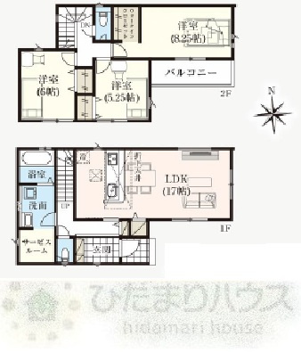 野田市中野台鹿島町　新築戸建　1号棟の間取り|3LDK+サービスルーム+WIC収納