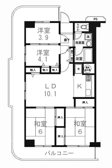 【間取り】 | 西大路ガーデンハイツ | 専有面積74.75㎡