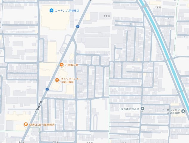 八尾市山城町　第3期　新築一戸建ての地図
