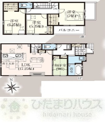 野田市中野台鹿島町　新築戸建　2号棟の間取り|4LDK+WIC収納×2