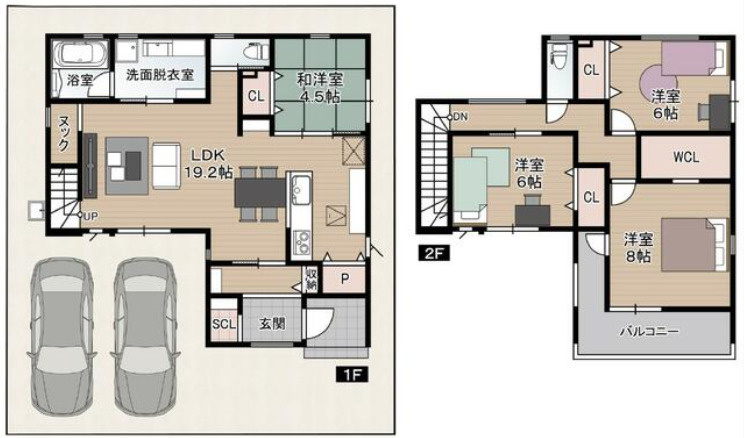 「ヌック付き邸宅」高知市海老ノ丸1号地　新築一戸建ての間取り|家族がゆったり過ごせる、生活動線に配慮した機能的な間取り。