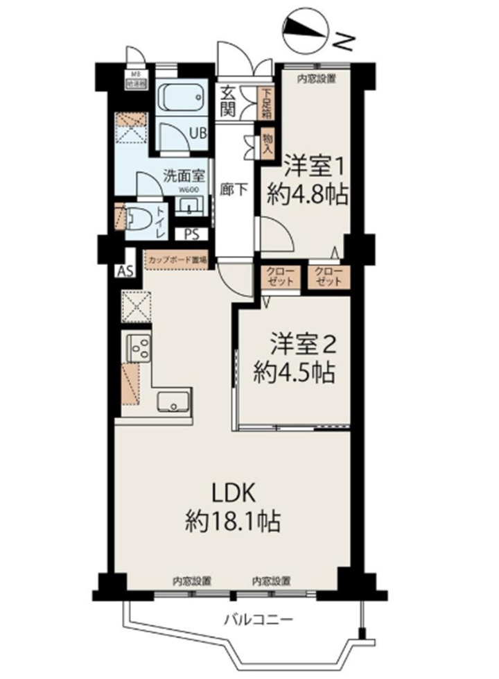 岡本センチュリーマンションの間取り|断熱や防音、結露軽減などの効果がある内窓を全て設置
