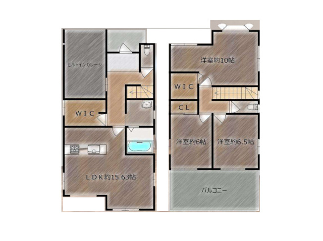 【間取り】 | 鳶尾中古戸建 | 3つの居室とLDKに納戸（サービスルーム）を加えた3SLDKの中古戸建。季節物や大きな荷物もすっきり収まります。な素材と落ち着いた色合いでまとめた内装が、家族の時間を豊かにします。