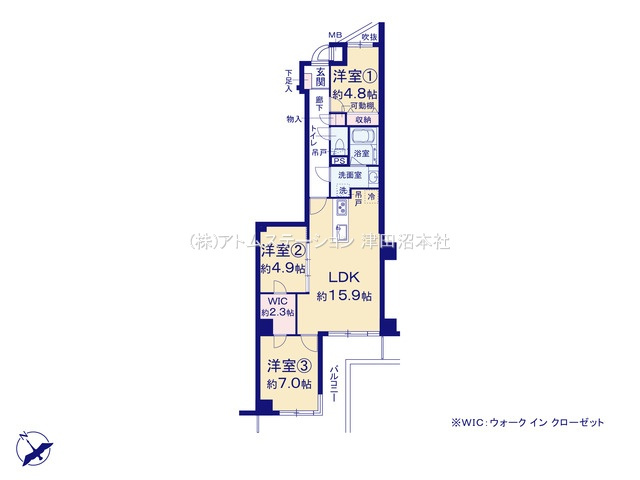 【間取り】 | アトムセレクト　ライオンズヒルズ習志野７階