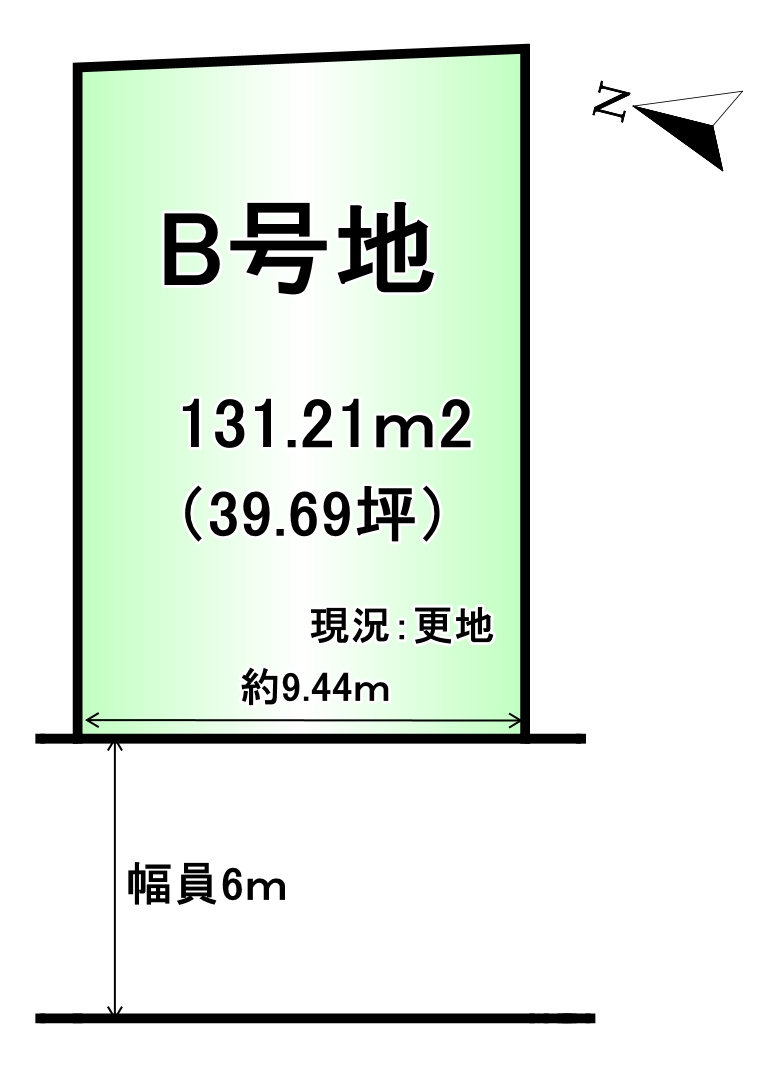 葛城市疋田の土地図|土地面積：131.21ｍ2　39.69坪