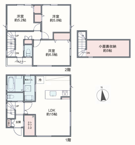 豊島区目白4丁目　生活快適エリア　省エネ基準適合住宅の間取り|3LDK+SIC+小屋裏収納(固定階段式)　敷地面積 62.69ｍ2　建物面積 80.87ｍ2