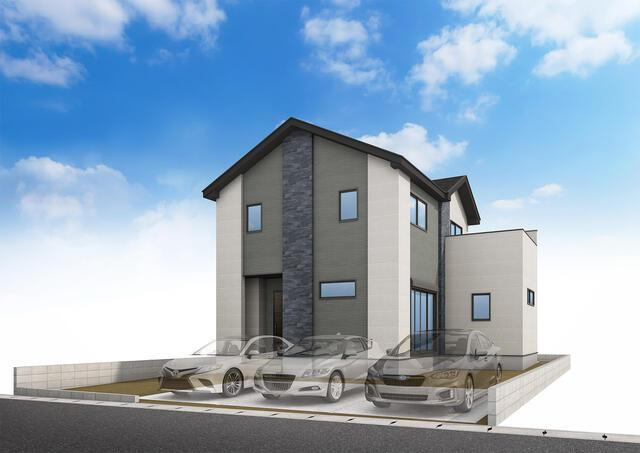 福岡市西区今津の新築一戸建の外観パース