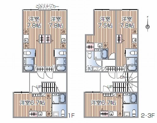 【参考プラン】 | 練馬区練馬１丁目　売地　B区画 | 【参考プラン3】3階建軽量鉄骨アパートプラン