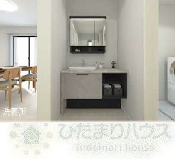 野田市岩名2丁目　新築戸建　1号棟の完成予想図|独立洗面台パースは現状と異なる場合がございます。