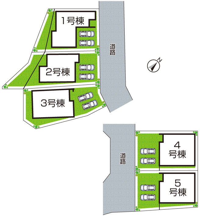 ◆富田林市廿山　第2期　新築一戸建ての区画図|全5区画