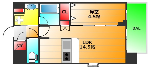 スプランディッド難波キャトルの間取り|現状有姿