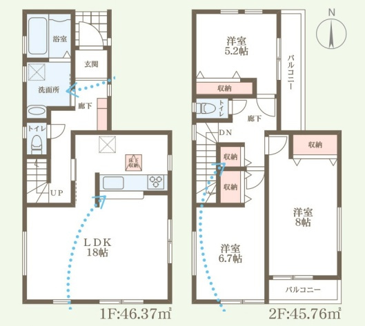 長岡京市城の里　新築一戸建ての間取り|1号地