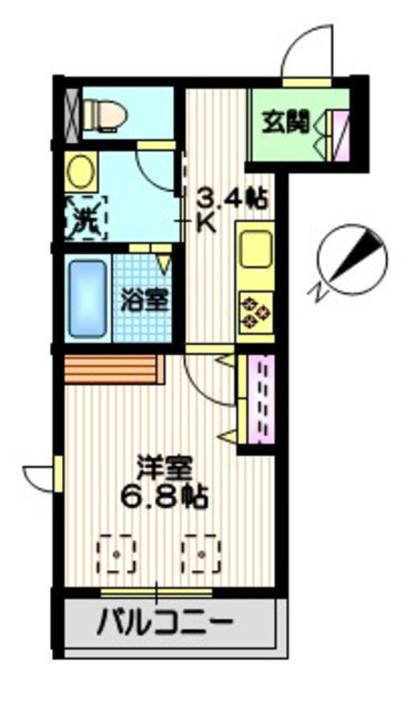 Ｌａ　ｇｒａｎｄｅｕｒの間取り|★角部屋２面採光１Ｋタイプ★