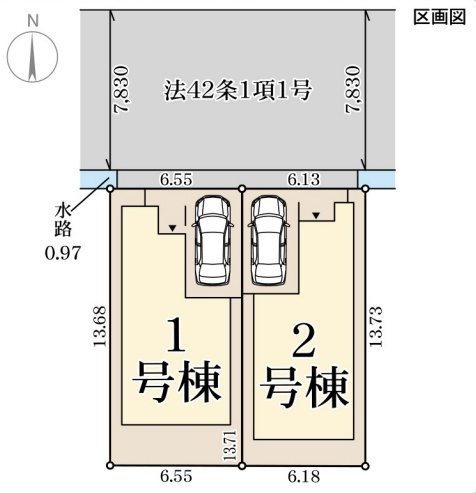 長岡京市城の里　新築一戸建ての区画図|全2区画