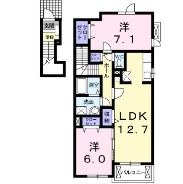 鎌ケ谷市鎌ケ谷１丁目のアパートの間取り