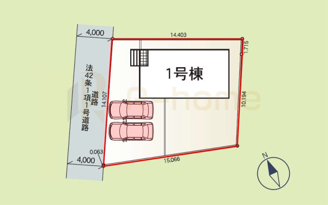 土浦市中村南第12　新築戸建て　1号棟の区画図|大きなお買い物だからこそ、メリット・デメリットを伝えさせて頂きます。
R-homeにお任せください♪