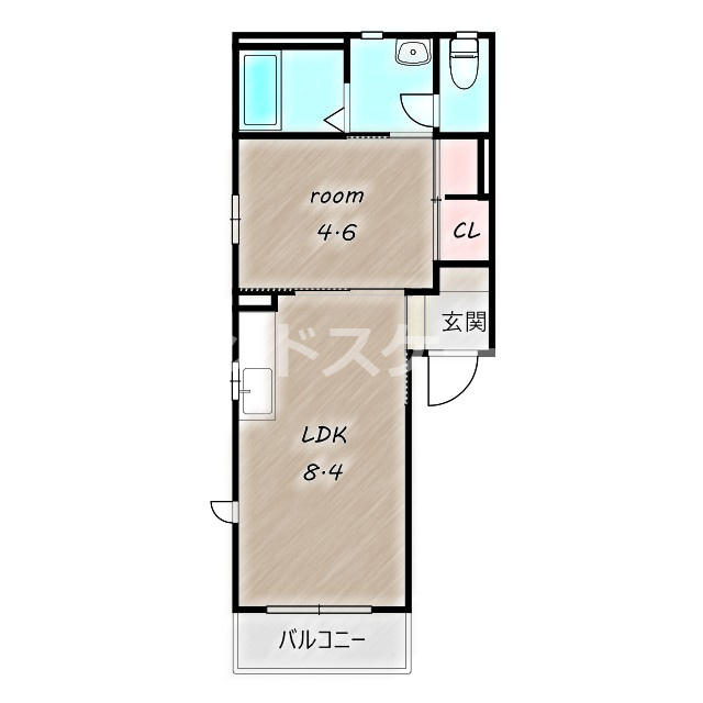 ヴィラ・ブルーノ　Ｃの間取り|高崎、前橋のお部屋探しはエンドスケープまで！お客様の理想お聞かせ下さい♪