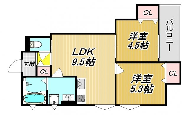 クリエオーレ東園田町Ⅰの間取り