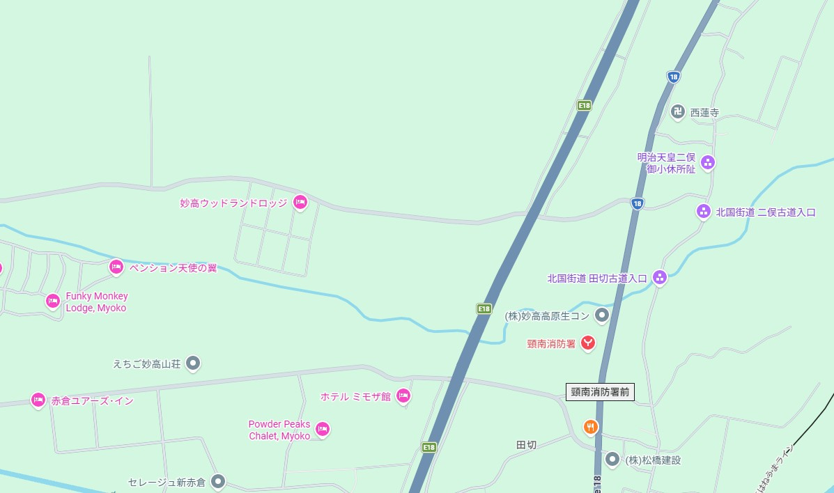 妙高市二俣売地の地図