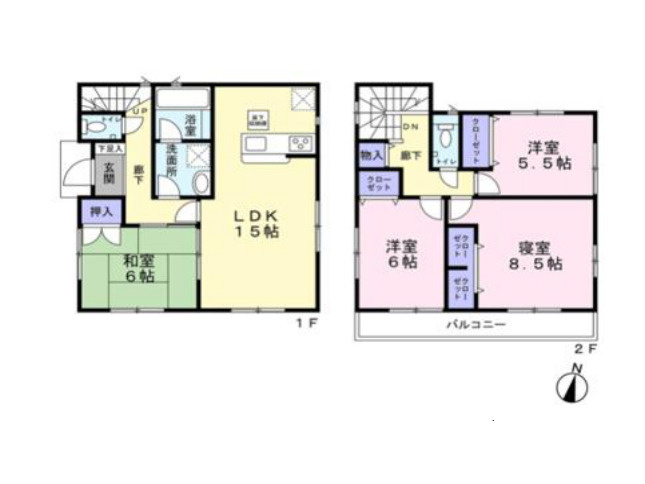 【間取り】 | 上溝中古戸建 | 4つの居室とゆとりあるLDKを備えた4LDKの中古戸建。子育て世帯にうれしい、個室と団らんの場がそろう間取りです。家事動線と収納計画にこだわり、子育て中の忙しい毎日をしっかり支えます。