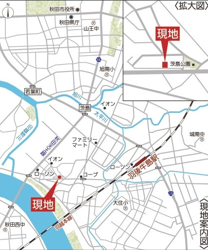 秋田市茨島第13の地図