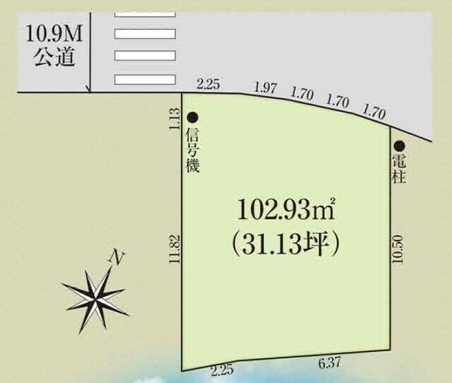 松戸市竹ケ花の売地の区画図