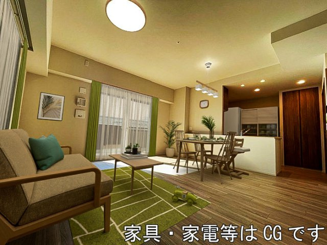 プレミスト徳山ザ・レジデンスの居間・リビング|※家具家電はイメージです。実際には設置されておりません。