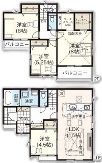 南東6ｍ公道面の優しい陽光に照らされるの間取り|4LDK