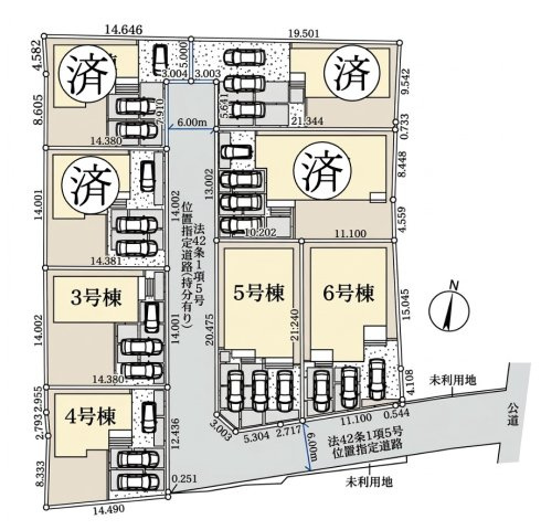 [新築住宅] 児玉郡上里町七本木 第6 全8棟の区画図
