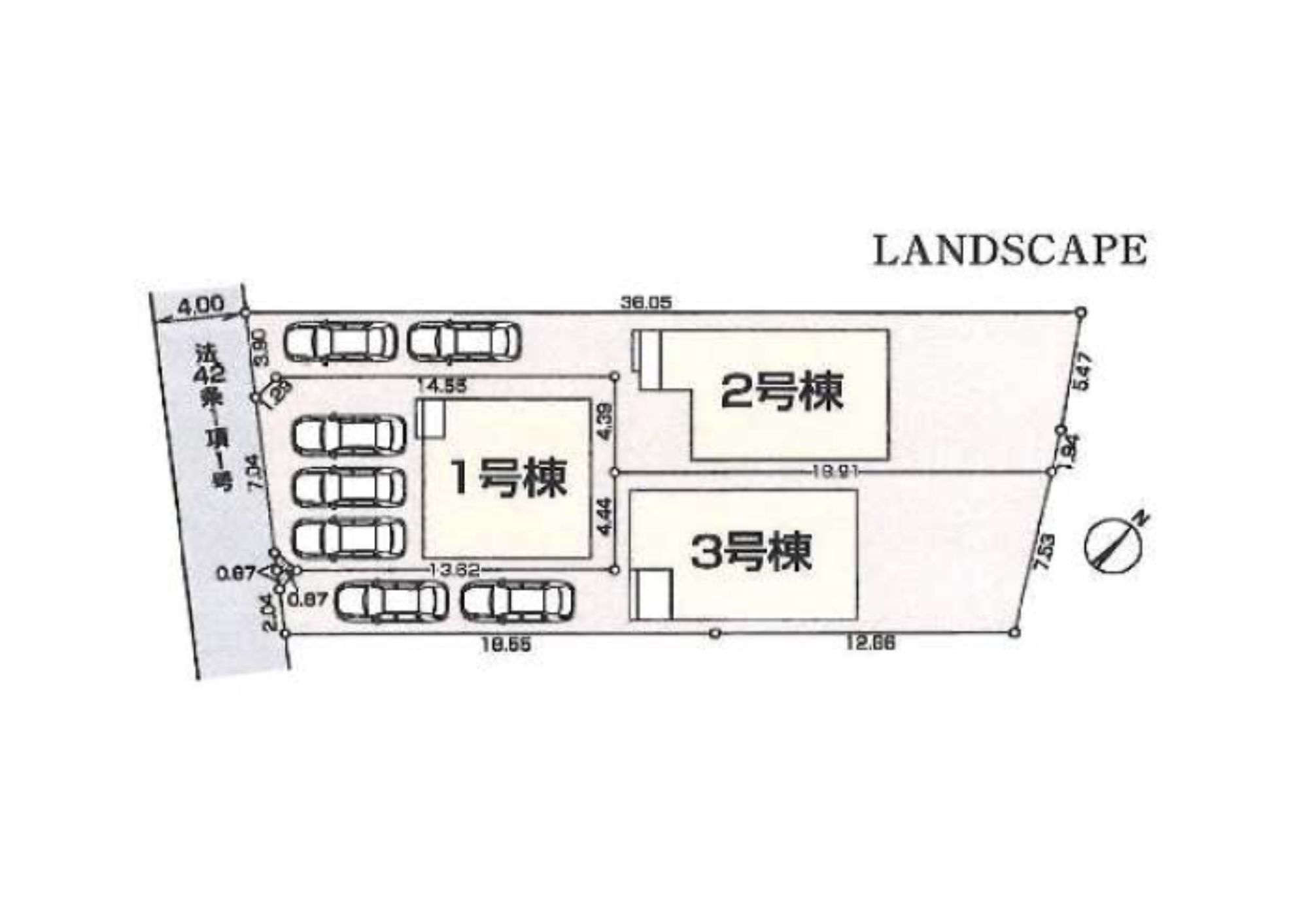 福生市福生第3の区画図|全3棟の現場です。最新の販売状況はお問い合わせください。
