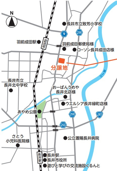 【地図】 | 長井市　花咲きタウン　みずはの郷　narita　全19区画
