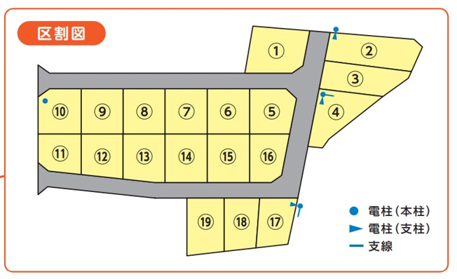 【土地図】 | 長井市　花咲きタウン　みずはの郷　narita　全19区画 | 全19区画販売中です♪他の区画の地積と価格は別表をご参照ください。
