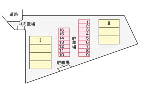 【地図】 | ベルソレイユⅠ | 駐車場