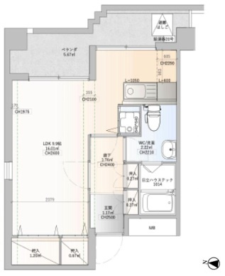 芦屋市精道町の賃貸マンションの間取り