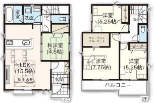 コンビニ・スーパー・ドラッグストアまで7分圏内の間取り|4LDK