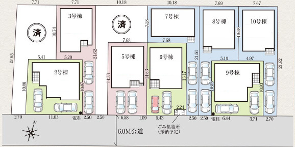 コンビニ・スーパー・ドラッグストアまで7分圏内の区画図|カースペース2台分