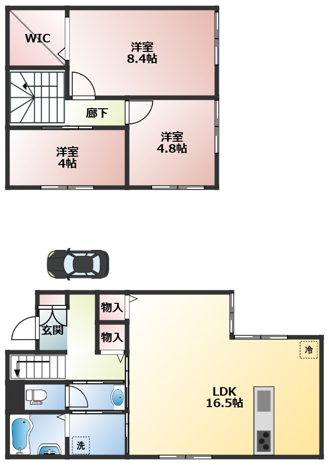 府中市白糸台３丁目の一戸建ての間取り